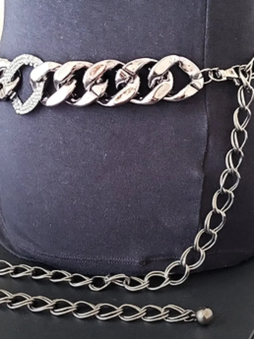 Wide Chain Belt Acrylic Large Metallic Links Metal Pave' Rhinestone Links 27